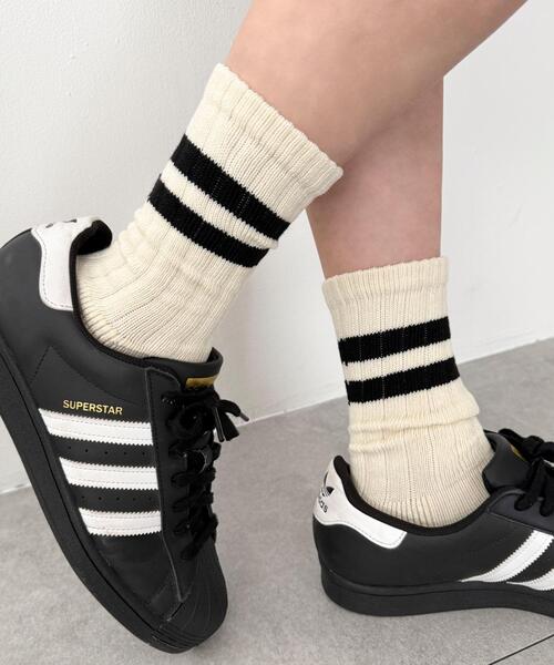 WEGO（ウィゴー）の「WEGO/ローゲージラインソックス（ソックス/靴下・メンズ・ブラウン/レッド/ブラック/ホワイト/グリーン・25-27CM）」の21枚目の写真