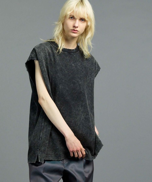 MAISON SPECIAL（メゾンスペシャル）の「《UNISEX》Chemical Over-Dye Prime-Over Sleeveless T-Shirt/ケミカルオーバーダイプライムオーバースリーブレスティーシャツ【MAISON SPECIAL/メゾンスペシャル】（タンクトップ・メンズ・ブラック/ホワイト・2/1/0）」の2枚目の写真