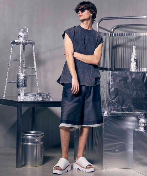 MAISON SPECIAL（メゾンスペシャル）の「《UNISEX》Chemical Over-Dye Prime-Over Sleeveless T-Shirt/ケミカルオーバーダイプライムオーバースリーブレスティーシャツ【MAISON SPECIAL/メゾンスペシャル】（タンクトップ・メンズ・ブラック/ホワイト・2/1/0）」の6枚目の写真