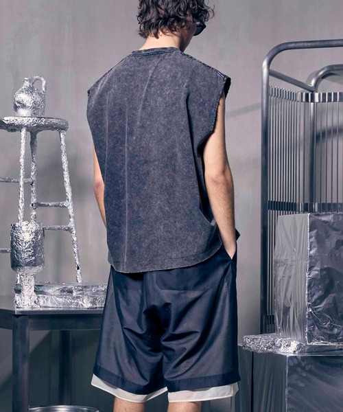 MAISON SPECIAL（メゾンスペシャル）の「《UNISEX》Chemical Over-Dye Prime-Over Sleeveless T-Shirt/ケミカルオーバーダイプライムオーバースリーブレスティーシャツ【MAISON SPECIAL/メゾンスペシャル】（タンクトップ・メンズ・ブラック/ホワイト・2/1/0）」の3枚目の写真