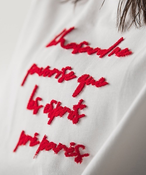MAYSON GREY(メイソングレイ)の「ブラシ刺繍ロゴTシャツ≪手洗い可能≫(Tシャツ/カットソー・レディース・ブラック/レッド/オフホワイト・M)」の17枚目の写真