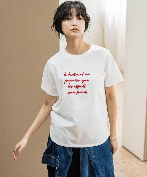 MAYSON GREY(メイソングレイ)の「ブラシ刺繍ロゴTシャツ≪手洗い可能≫(Tシャツ/カットソー・レディース・ブラック/レッド/オフホワイト・M)」の20枚目の写真