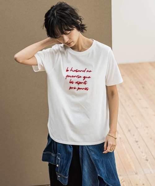 MAYSON GREY(メイソングレイ)の「ブラシ刺繍ロゴTシャツ≪手洗い可能≫(Tシャツ/カットソー・レディース・ブラック/レッド/オフホワイト・M)」の14枚目の写真