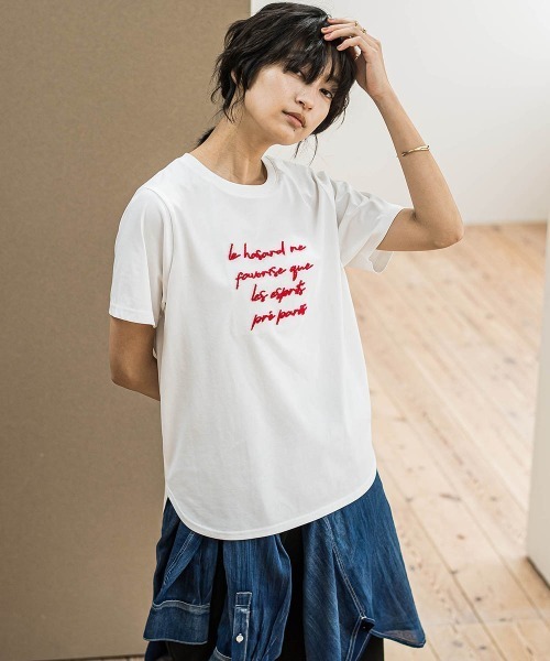 MAYSON GREY(メイソングレイ)の「ブラシ刺繍ロゴTシャツ≪手洗い可能≫(Tシャツ/カットソー・レディース・ブラック/レッド/オフホワイト・M)」の16枚目の写真