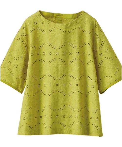 BELLUNA PLUS（ベルーナ）の「エンブロイダリーレースブラウス（シャツ/ブラウス・レディース・ベージュ/グリーン・LARGE/MEDIUM/X-LARGE）」の3枚目の写真