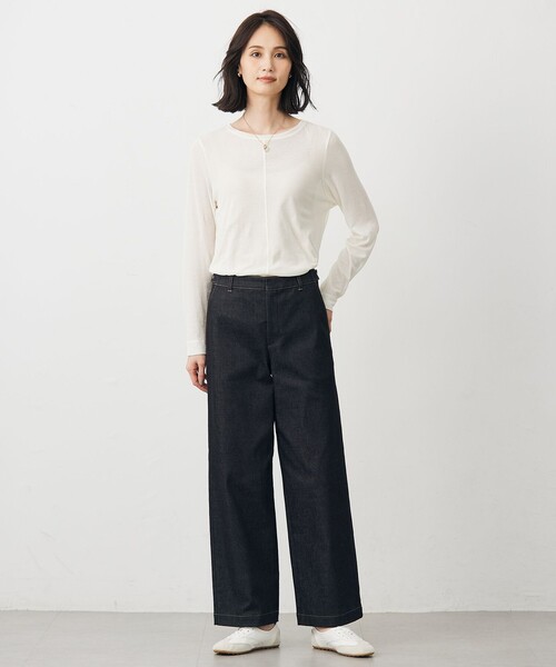 J.PRESS(ジェイプレス)の「【WEB限定カラーあり】ハイパワーデニムツイル ワイドパンツ(その他パンツ・レディース・ネイビー系/ブラック系/ベージュ系・13/11/9/7)」の13枚目の写真