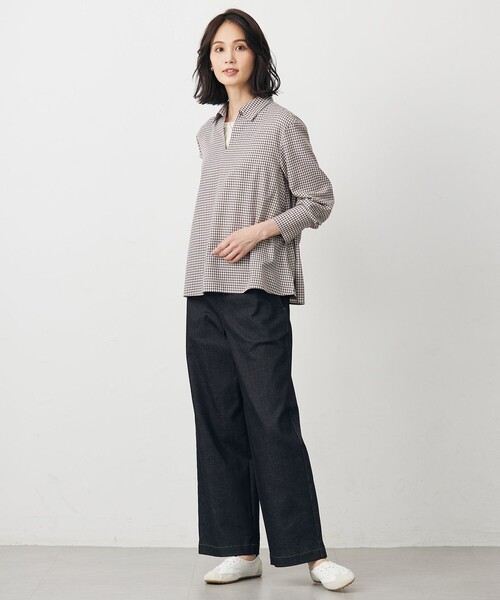 J.PRESS(ジェイプレス)の「【WEB限定カラーあり】ハイパワーデニムツイル ワイドパンツ(その他パンツ・レディース・ネイビー系/ブラック系/ベージュ系・13/11/9/7)」の12枚目の写真