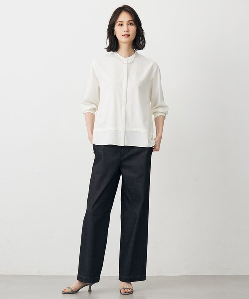 J.PRESS(ジェイプレス)の「【WEB限定カラーあり】ハイパワーデニムツイル ワイドパンツ(その他パンツ・レディース・ネイビー系/ブラック系/ベージュ系・13/11/9/7)」の11枚目の写真