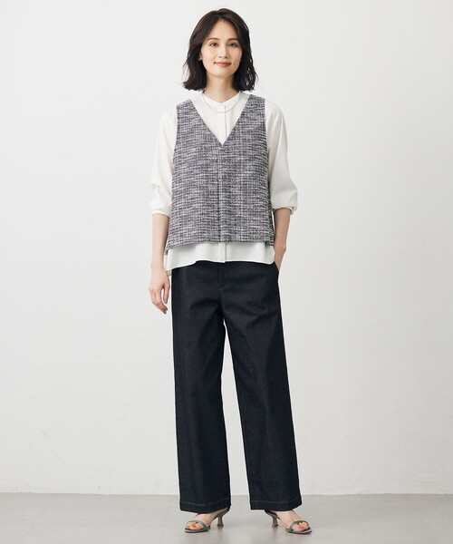 J.PRESS(ジェイプレス)の「【WEB限定カラーあり】ハイパワーデニムツイル ワイドパンツ(その他パンツ・レディース・ネイビー系/ブラック系/ベージュ系・13/11/9/7)」の10枚目の写真
