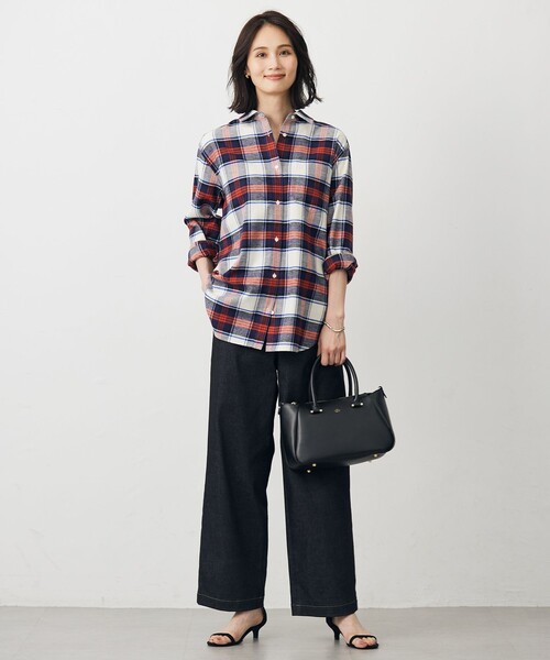 J.PRESS(ジェイプレス)の「【WEB限定カラーあり】ハイパワーデニムツイル ワイドパンツ(その他パンツ・レディース・ネイビー系/ブラック系/ベージュ系・13/11/9/7)」の6枚目の写真