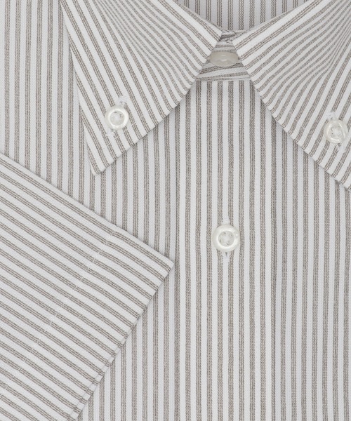 TOKYO SHIRTS（トウキョウシャツ）の「形態安定ノンアイロン ボタンダウン 半袖ストレッチビジネスワイシャツ（ビジネスシャツ・メンズ・ブラウン・首回り43cm/首回り41cm/首回り39cm/首回り37cm/首回り42cm）」の3枚目の写真