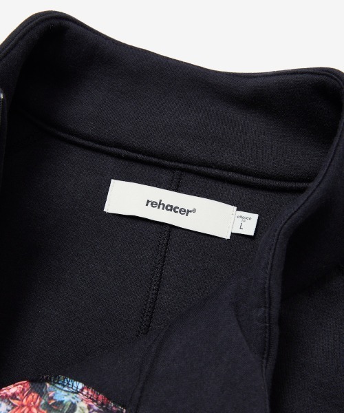 rehacer : Floral Zip Mockneck CS / フローラル ジップ モックネック カットソー メンズ レディース rehacer : Floral Zip Mockneck CS / フローラル ジップ モック