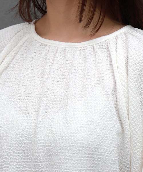 libelle more（リベル モア）の「〈洗える〉ふくれジャガードペプラムトップス（Tシャツ/カットソー・レディース・アイボリー/ライトグリーン/ブラック・M）」の10枚目の写真