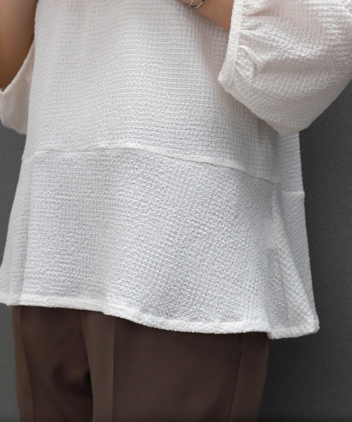 libelle more（リベル モア）の「〈洗える〉ふくれジャガードペプラムトップス（Tシャツ/カットソー・レディース・アイボリー/ライトグリーン/ブラック・M）」の13枚目の写真