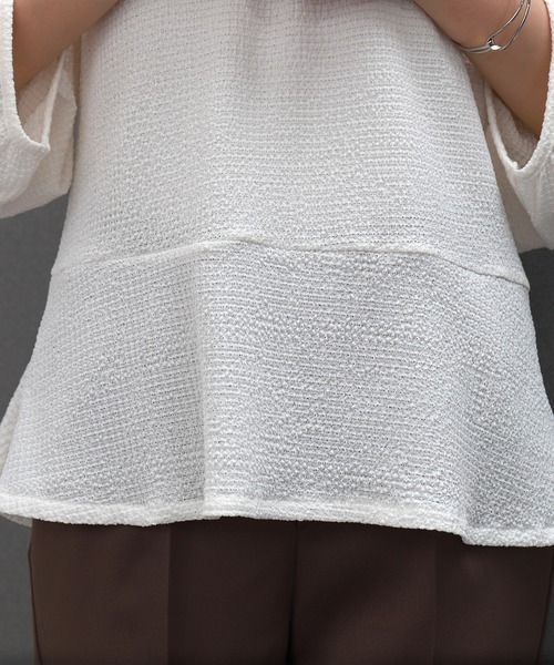 libelle more（リベル モア）の「〈洗える〉ふくれジャガードペプラムトップス（Tシャツ/カットソー・レディース・アイボリー/ライトグリーン/ブラック・M）」の14枚目の写真