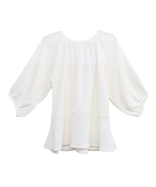 libelle more（リベル モア）の「〈洗える〉ふくれジャガードペプラムトップス（Tシャツ/カットソー・レディース・アイボリー/ライトグリーン/ブラック・M）」の15枚目の写真