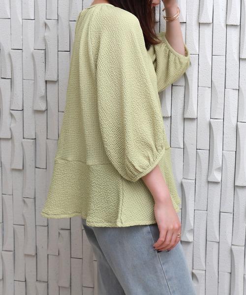 libelle more（リベル モア）の「〈洗える〉ふくれジャガードペプラムトップス（Tシャツ/カットソー・レディース・アイボリー/ライトグリーン/ブラック・M）」の18枚目の写真