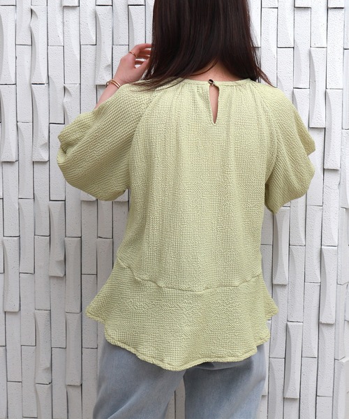 libelle more（リベル モア）の「〈洗える〉ふくれジャガードペプラムトップス（Tシャツ/カットソー・レディース・アイボリー/ライトグリーン/ブラック・M）」の20枚目の写真
