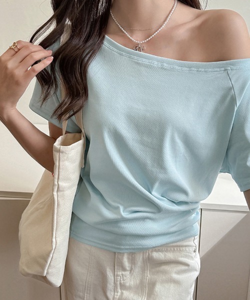 ReRe(リリ)の「5分袖オフショルカットソー(Tシャツ/カットソー・レディース・グレー/ホワイト/ライトブルー/ブラック・MEDIUM)」の5枚目の写真