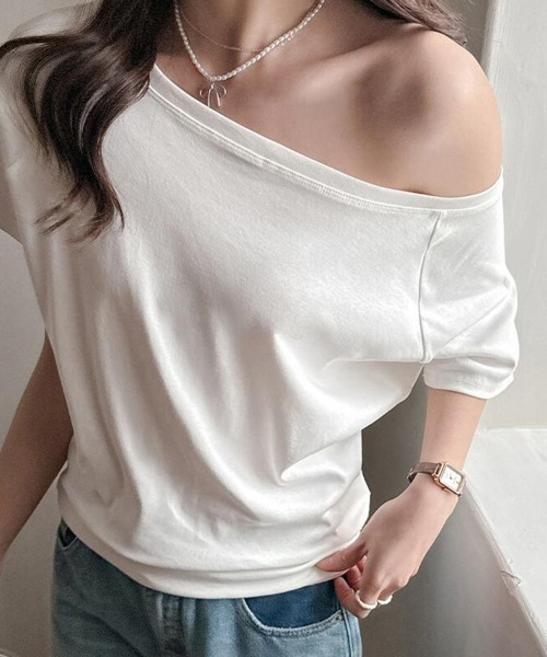 ReRe(リリ)の「5分袖オフショルカットソー(Tシャツ/カットソー・レディース・グレー/ホワイト/ライトブルー/ブラック・MEDIUM)」の9枚目の写真