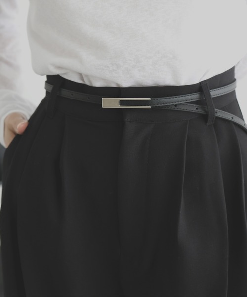 hellam（へラム）の「スクエアバックルベルト（ベルト・レディース・ブラウン/ブラック×ゴールド/ブラック×シルバー・FREE）」の5枚目の写真