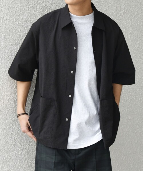 SHIPS any（シップス エニィ）の「SHIPS any:〈撥水/軽量/ストレッチ〉SOLOTEX(R) シアサッカー キャンプポケット シャツ(セットアップ対応)25SS◇◇（シャツ/ブラウス・メンズ・ネイビー/その他/ブラック・LARGE/MEDIUM/SMALL）」の6枚目の写真