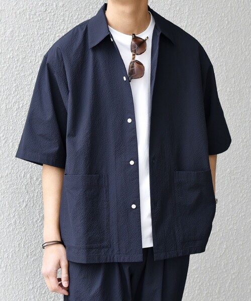 SHIPS any（シップス エニィ）の「SHIPS any:〈撥水/軽量/ストレッチ〉SOLOTEX(R) シアサッカー キャンプポケット シャツ(セットアップ対応)25SS◇◇（シャツ/ブラウス・メンズ・ネイビー/その他/ブラック・LARGE/MEDIUM/SMALL）」の11枚目の写真