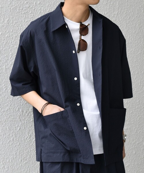SHIPS any（シップス エニィ）の「SHIPS any:〈撥水/軽量/ストレッチ〉SOLOTEX(R) シアサッカー キャンプポケット シャツ(セットアップ対応)25SS◇◇（シャツ/ブラウス・メンズ・ネイビー/その他/ブラック・LARGE/MEDIUM/SMALL）」の13枚目の写真