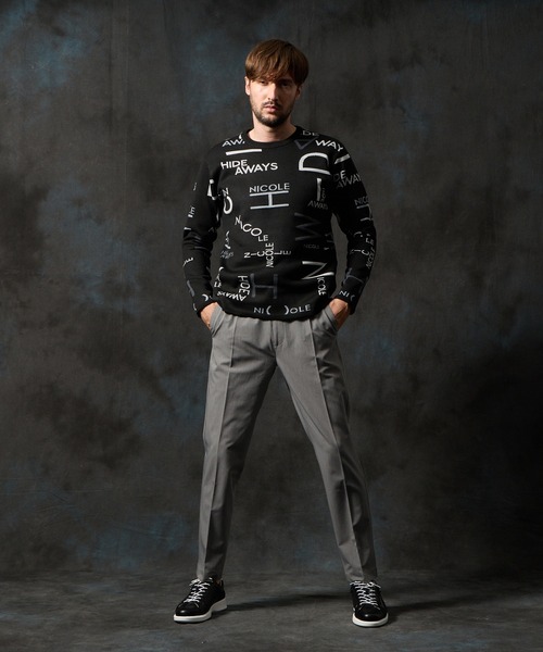 HIDEAWAYS NICOLE（ハイダウェイニコル）の「ロゴジャカードクルーネックニット（ニット/セーター・メンズ・ブラック/オフホワイト/ブルーグリーン・MEDIUM/LARGE/X-LARGE）」の9枚目の写真