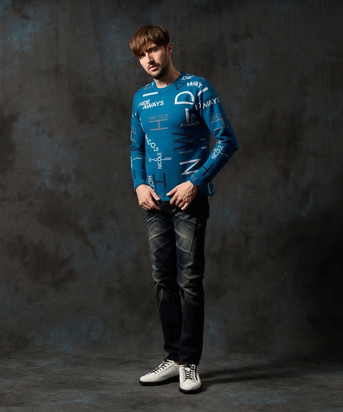 ロゴジャカードクルーネックニット（ニット/セーター）｜HIDEAWAYS