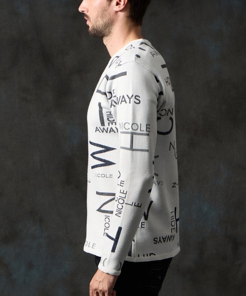 ロゴジャカードクルーネックニット（ニット/セーター）｜HIDEAWAYS