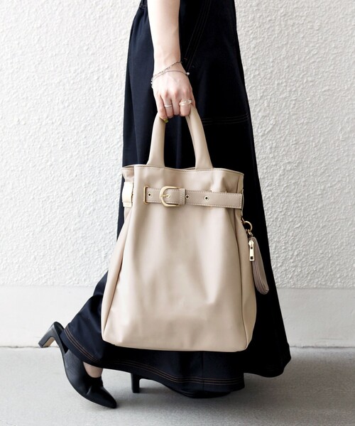 セール】SHIPS any: バックル ベルト デザイン A4 トート バッグ