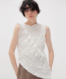 DRESSLAVE | cotton shirring asymmetry pullover(コットンシャーリングアシンメトリープルオーバー)(Tシャツ/カットソー)