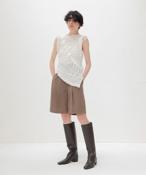 DRESSLAVE（ドレスレイブ）の「cotton shirring asymmetry pullover(コットンシャーリングアシンメトリープルオーバー)（Tシャツ/カットソー・レディース・ブラック/ホワイト・38）」の21枚目の写真