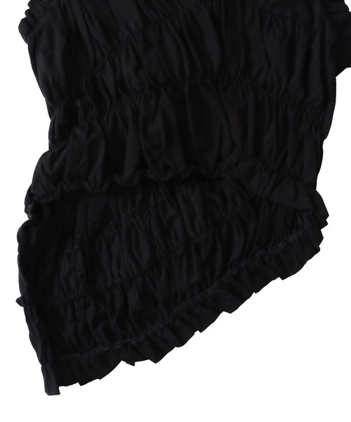 DRESSLAVE（ドレスレイブ）の「cotton shirring asymmetry pullover(コットンシャーリングアシンメトリープルオーバー)（Tシャツ/カットソー・レディース・ブラック/ホワイト・38）」の9枚目の写真