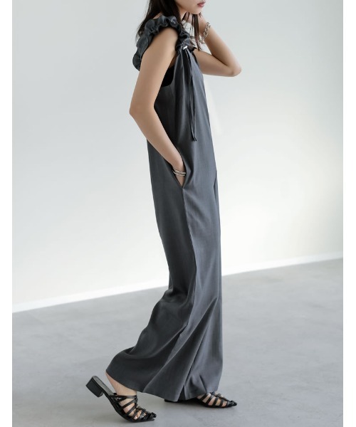 低身長/高身長サイズ有]リネンライクショルダーギャザー