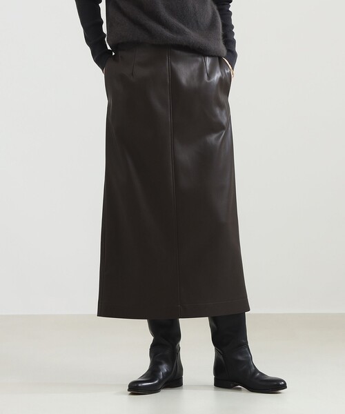 フェイクレザー セミタイトスカート（スカート）｜Demi-Luxe