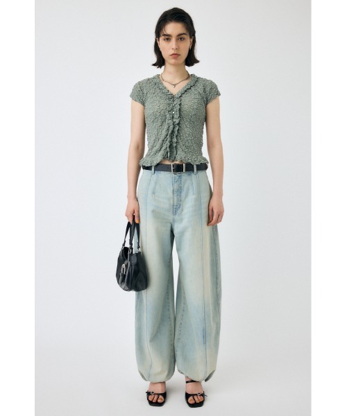 MOUSSY(マウジー)の「PIN TUCK COCOON STRAIGHT(デニムパンツ・レディース・ワンウォッシュ/ライトブルー・0/1/2)」の6枚目の写真