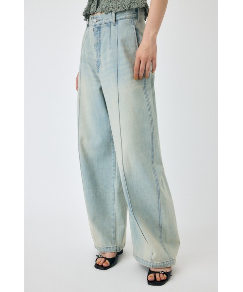 MOUSSY(マウジー)の「PIN TUCK COCOON STRAIGHT(デニムパンツ・レディース・ワンウォッシュ/ライトブルー・0/1/2)」の7枚目の写真