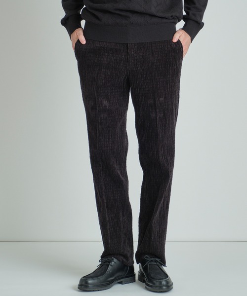 MEN'S BIGI(メンズビギ)の「シャーリングコーデュロイパンツ<ストレッチ>(その他パンツ・メンズ・ブラウン/ブラック・04/03/02/01)」の1枚目の写真