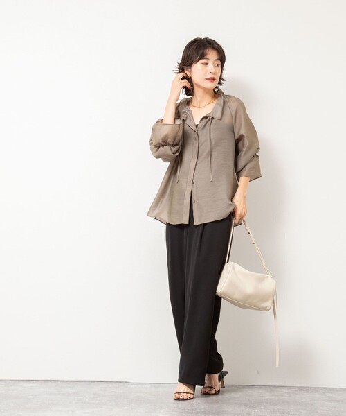 NOLLEY’S Sophi（ノーリーズソフィ）の「《セットアップ対応》ウォッシャブルダブルクロスサテンイージーワイドパンツ（その他パンツ・レディース・ブラウン/ブラック/キナリ/ネイビー・34/36/38/39）」の14枚目の写真