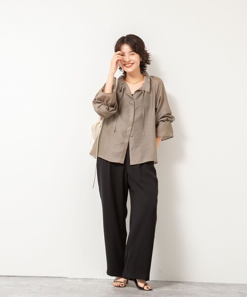 NOLLEY’S Sophi（ノーリーズソフィ）の「《セットアップ対応》ウォッシャブルダブルクロスサテンイージーワイドパンツ（その他パンツ・レディース・ブラウン/ブラック/キナリ/ネイビー・34/36/38/39）」の13枚目の写真