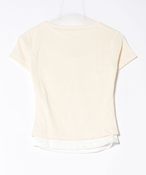 Nia(ニア)の「Nia(ニア)/ヘンリーネック レイヤード風レーストップス(Tシャツ/カットソー・レディース・イエロー/ピンク・SMALL/MEDIUM)」の9枚目の写真