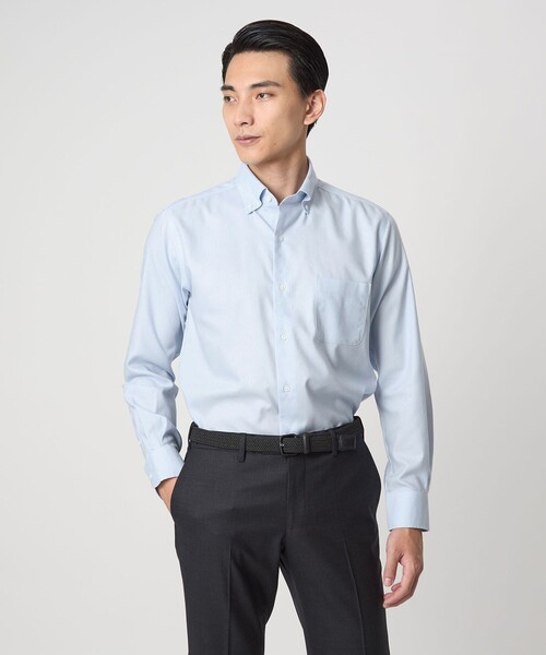 green label relaxing(グリーンレーベルリラクシング)の「コットン ロイヤルオックス ボタンダウン ドレスシャツ -形態安定-(シャツ/ブラウス・メンズ・ライトブルー/ホワイト・XL/S/M/L)」の2枚目の写真