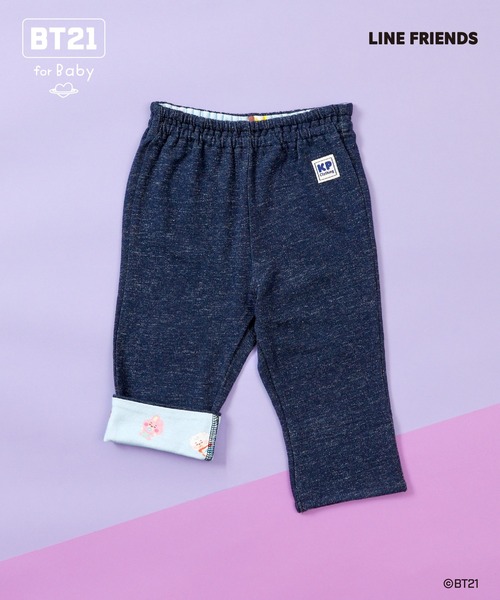 KP(ケーピー)の「【BT21】デニム風ニットツイル7分丈パンツ(その他パンツ・キッズ・ネイビー/ブルー・80cm/90cm)」の1枚目の写真