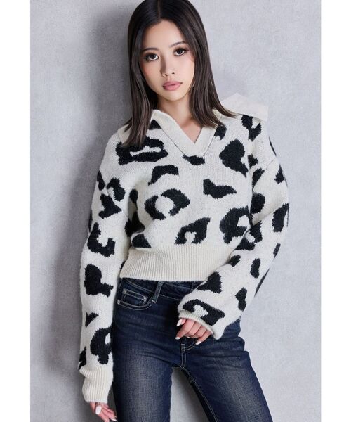 GYDA(ジェイダ)の「ポロ襟スキッパーニットトップス(ニット/セーター・レディース・グレー/パープル/その他1/その他2・FREE)」の5枚目の写真