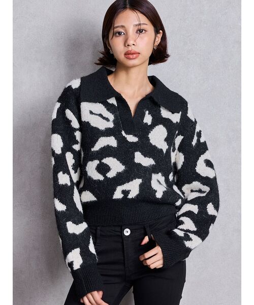 GYDA(ジェイダ)の「ポロ襟スキッパーニットトップス(ニット/セーター・レディース・グレー/パープル/その他1/その他2・FREE)」の9枚目の写真