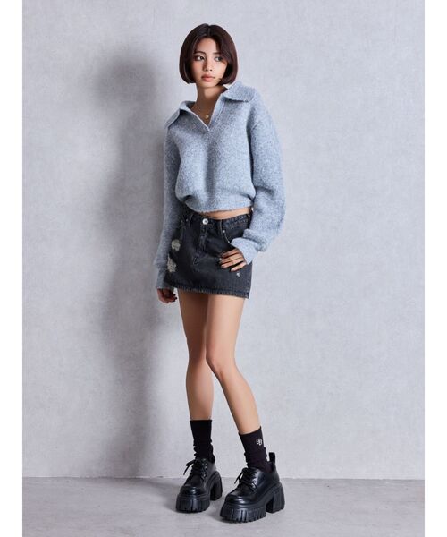 GYDA(ジェイダ)の「ポロ襟スキッパーニットトップス(ニット/セーター・レディース・グレー/パープル/その他1/その他2・FREE)」の15枚目の写真