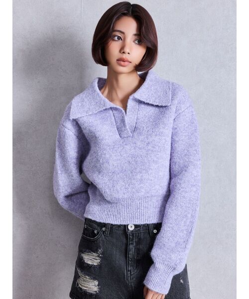 GYDA(ジェイダ)の「ポロ襟スキッパーニットトップス(ニット/セーター・レディース・グレー/パープル/その他1/その他2・FREE)」の17枚目の写真