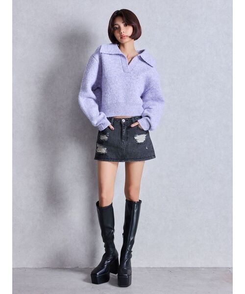 GYDA(ジェイダ)の「ポロ襟スキッパーニットトップス(ニット/セーター・レディース・グレー/パープル/その他1/その他2・FREE)」の19枚目の写真